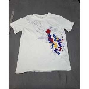 Nike Air Jordan Shirt Mens Large White Lightweight Sketch Artist Drawstring Crew